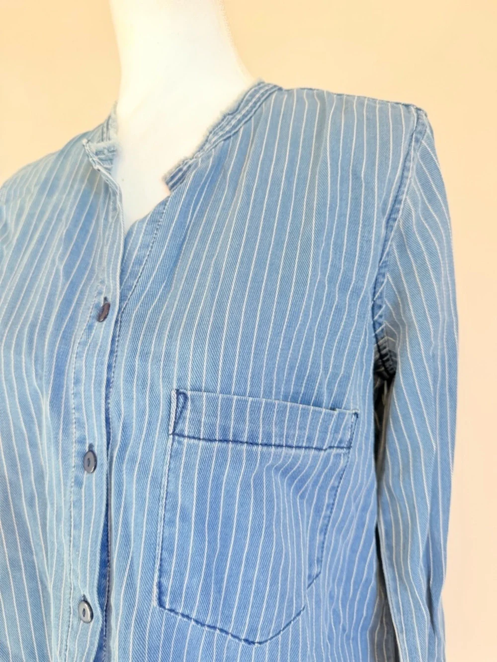 Sandrine Rose Free people striped denim jacket size small oversized soft NWT